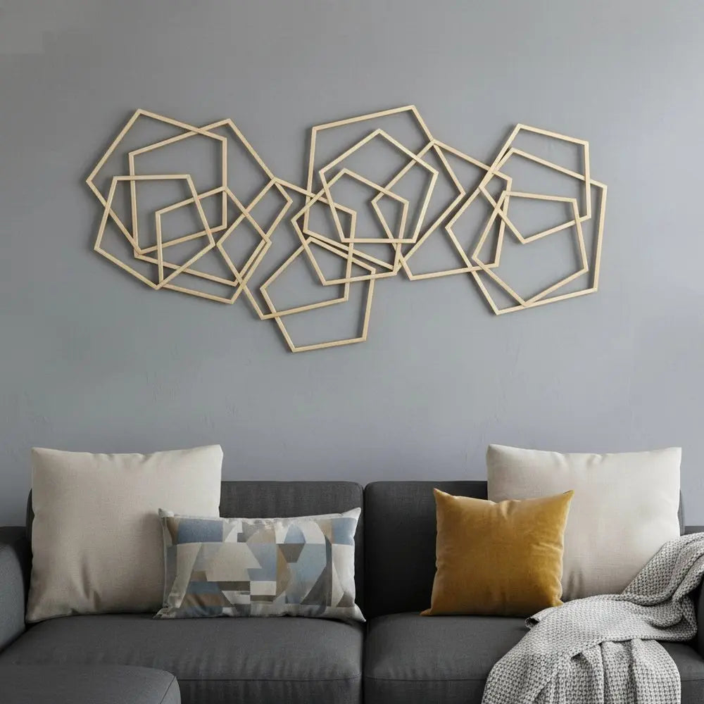 24" X 48" Gold Metal Abstract Lines Hanging Dimensional Sculpture HomeRoots