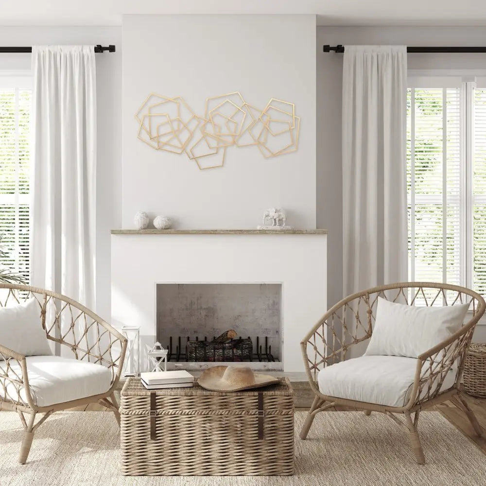 24" X 48" Gold Metal Abstract Lines Hanging Dimensional Sculpture HomeRoots