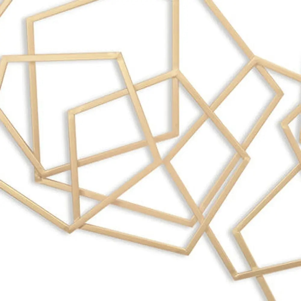 24" X 48" Gold Metal Abstract Lines Hanging Dimensional Sculpture HomeRoots