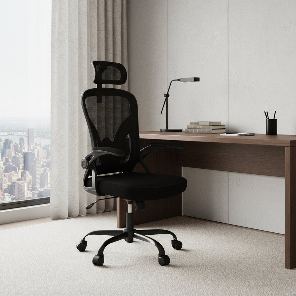 Black Adjustable Height Swivel Rolling Office Chair - NOVA HOME FURNITURE