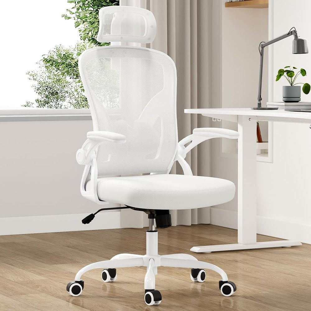 White and Black Adjustable Height Swivel Rolling Office Chair - NOVA HOME FURNITURE