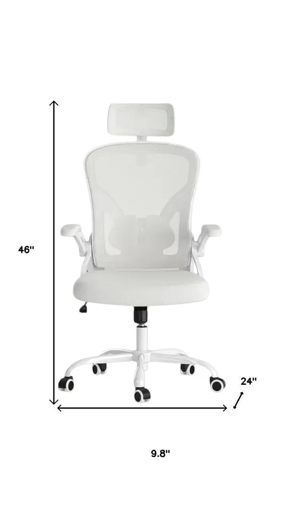 White and Black Adjustable Height Swivel Rolling Office Chair - NOVA HOME FURNITURE