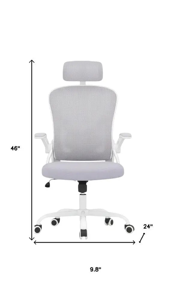 Gray White and Black Adjustable Height Swivel Rolling Office Chair - NOVA HOME FURNITURE