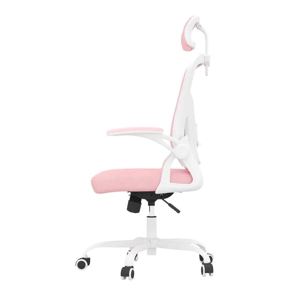 Pink White and Black Adjustable Height Swivel Rolling Office Chair - NOVA HOME FURNITURE