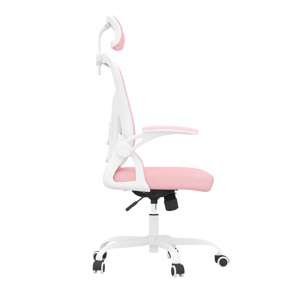 Pink White and Black Adjustable Height Swivel Rolling Office Chair - NOVA HOME FURNITURE