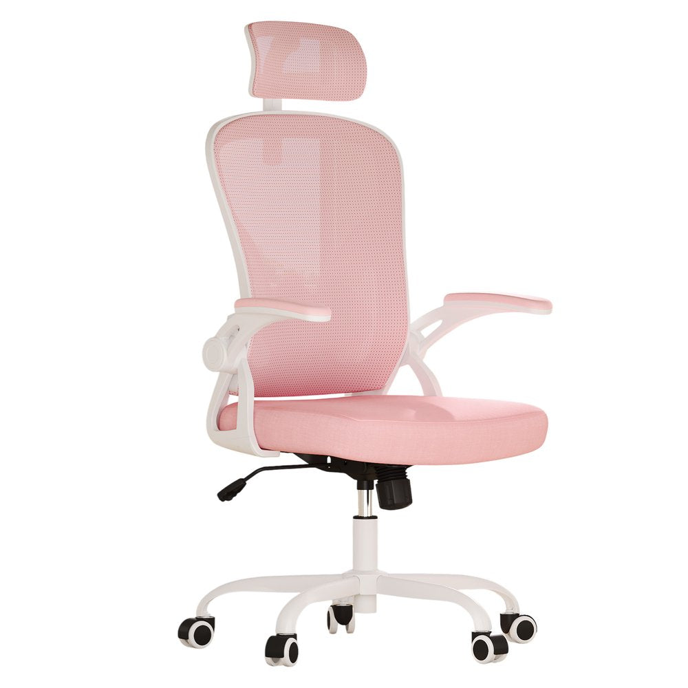 Pink White and Black Adjustable Height Swivel Rolling Office Chair - NOVA HOME FURNITURE