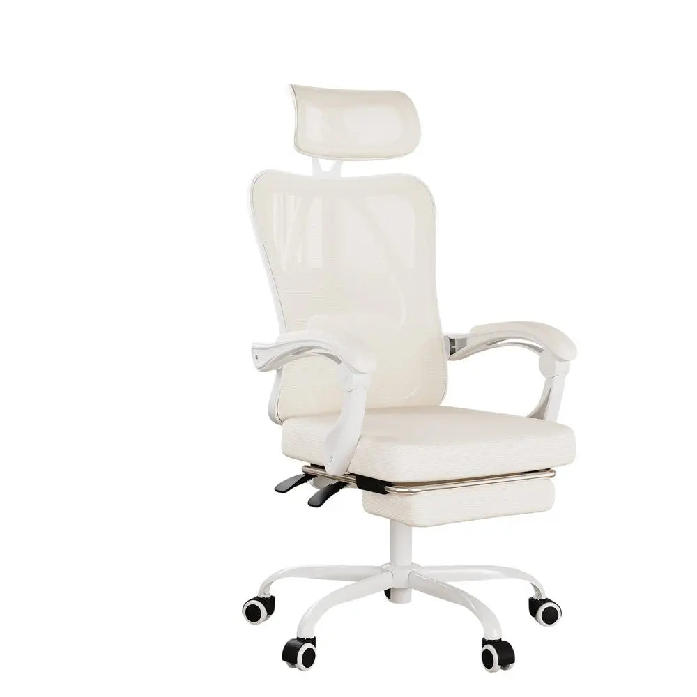 White and Black Adjustable Height Swivel Rolling Office Chair - NOVA HOME FURNITURE