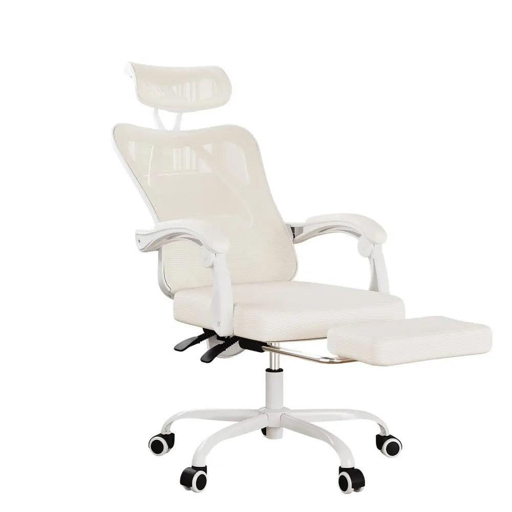 White and Black Adjustable Height Swivel Rolling Office Chair - NOVA HOME FURNITURE