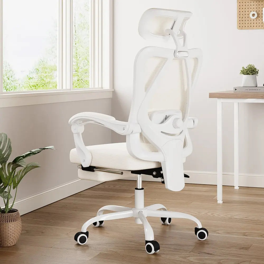 White and Black Adjustable Height Swivel Rolling Office Chair - NOVA HOME FURNITURE