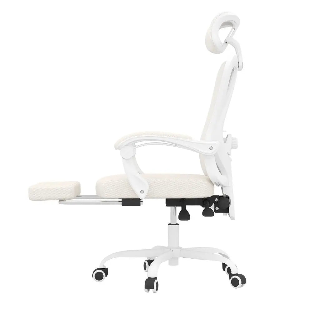White and Black Adjustable Height Swivel Rolling Office Chair - NOVA HOME FURNITURE