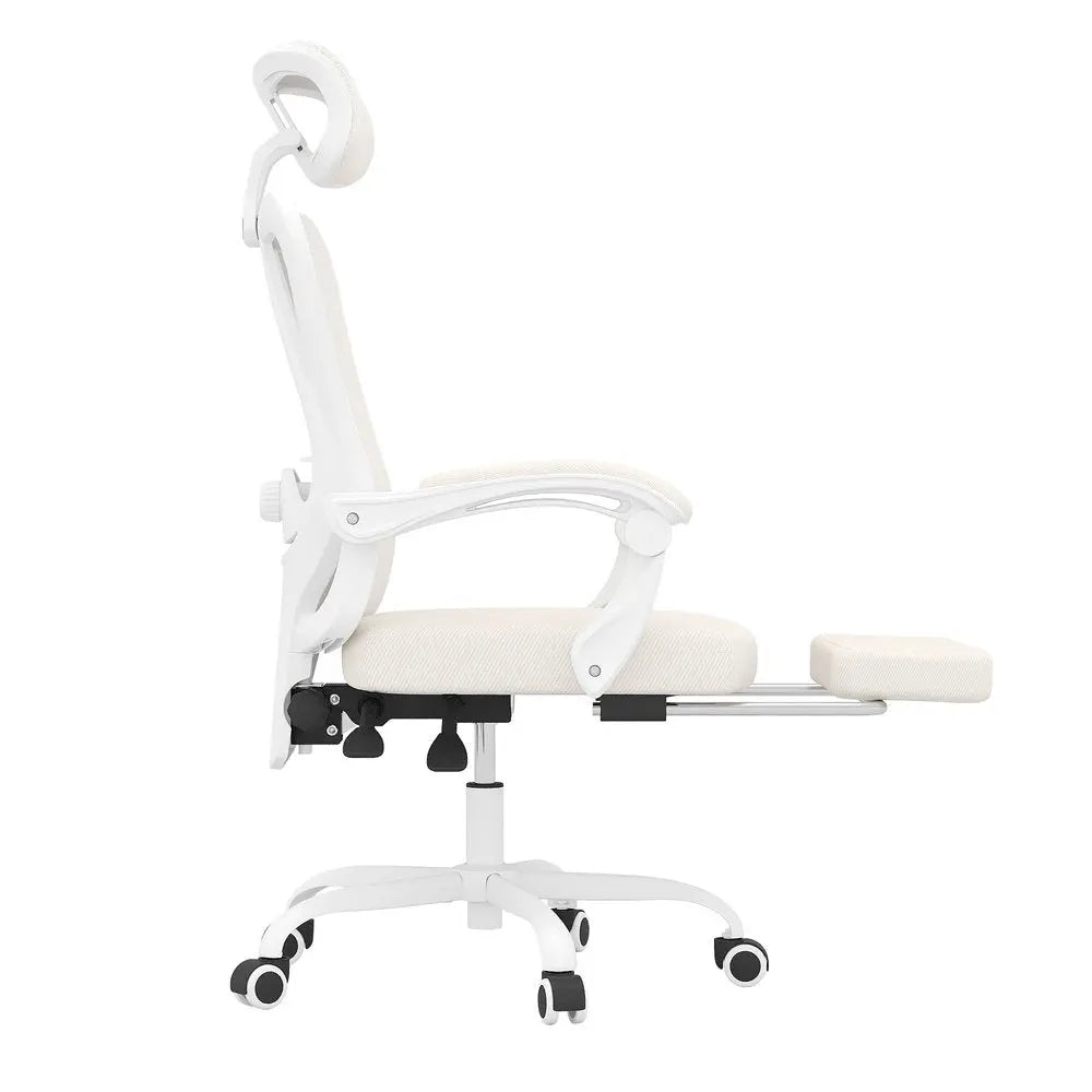 White and Black Adjustable Height Swivel Rolling Office Chair - NOVA HOME FURNITURE