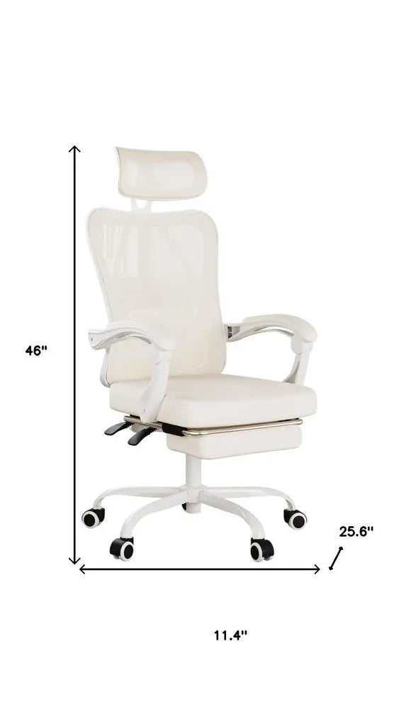 White and Black Adjustable Height Swivel Rolling Office Chair - NOVA HOME FURNITURE