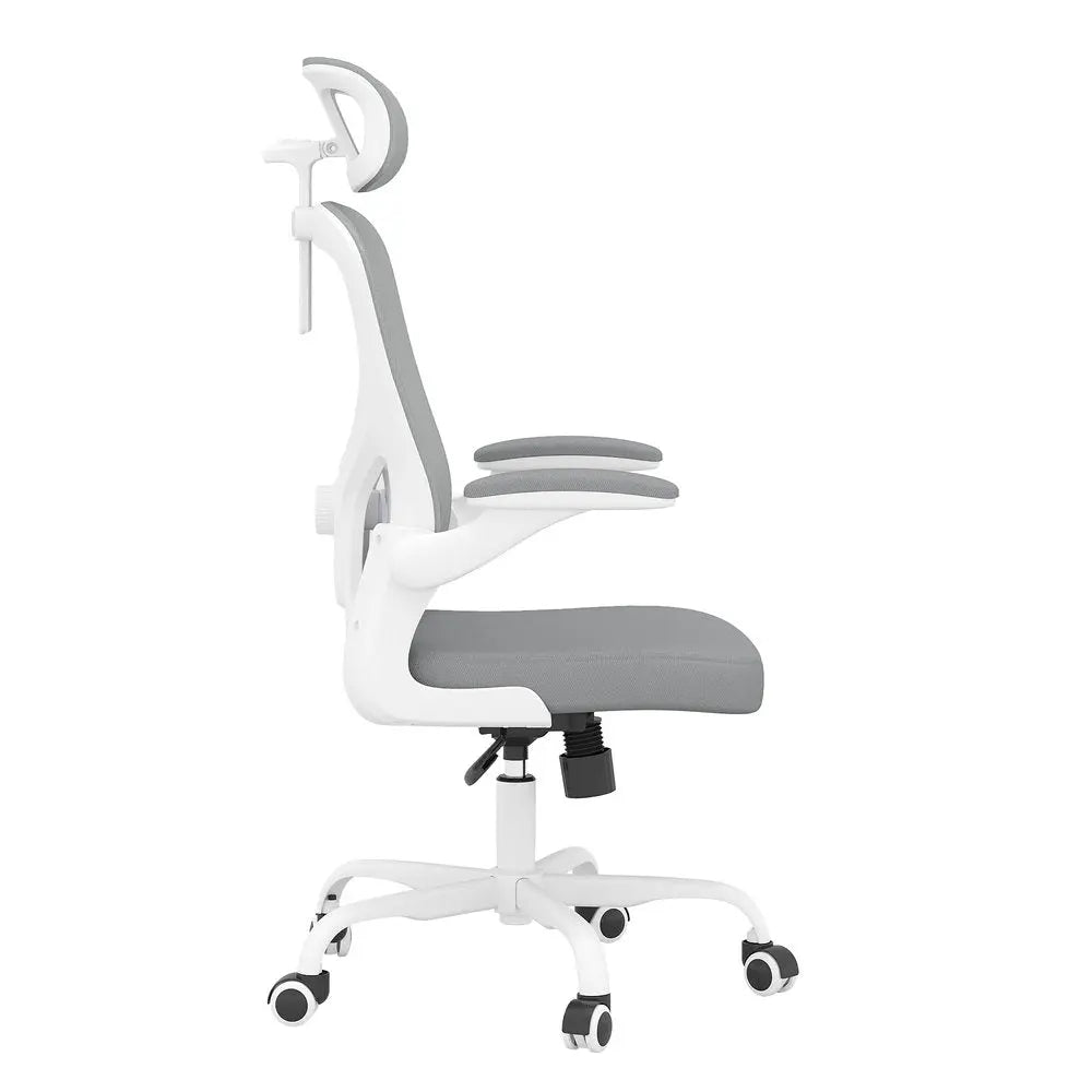 Gray White and Black Adjustable Height Swivel Rolling Office Chair - NOVA HOME FURNITURE