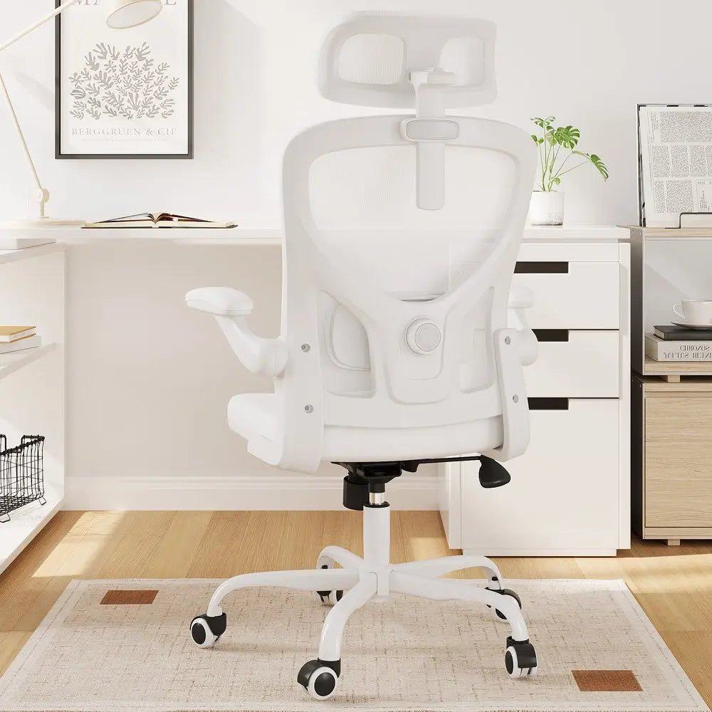 White and Black Adjustable Height Swivel Rolling Office Chair - NOVA HOME FURNITURE