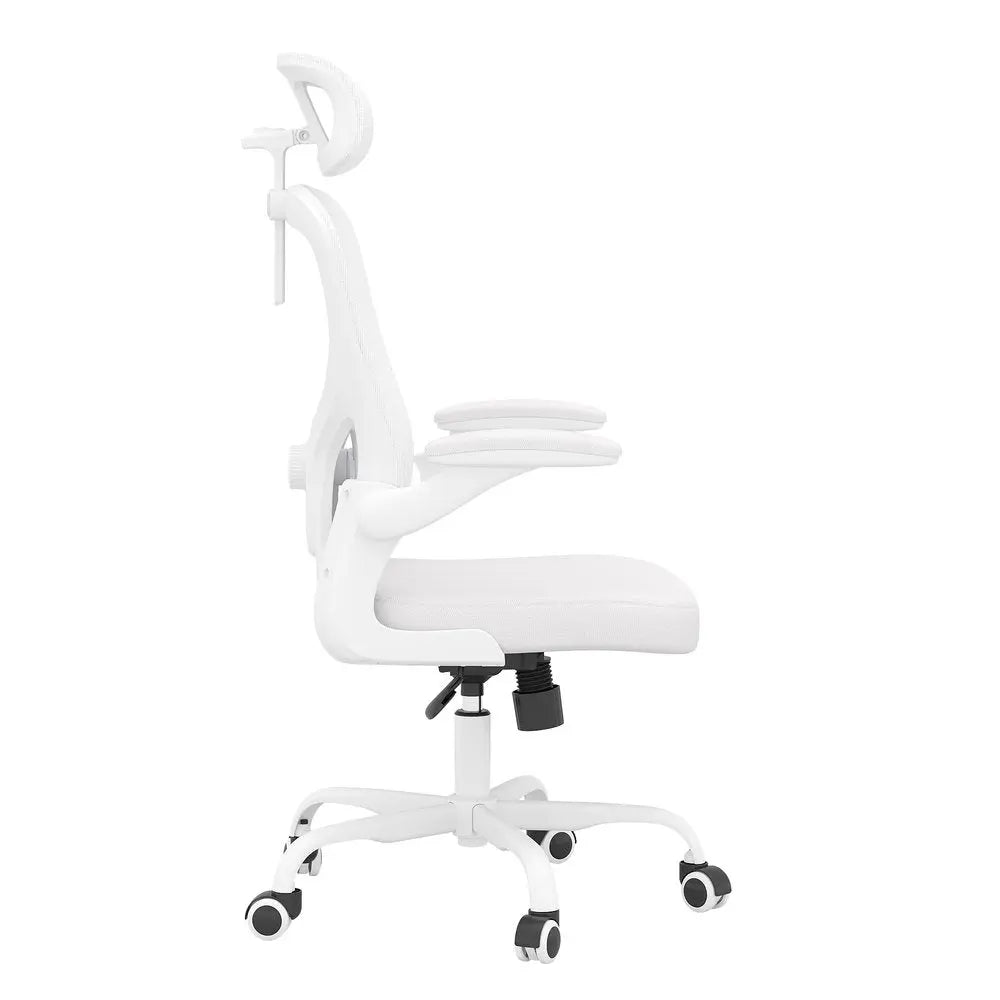 White and Black Adjustable Height Swivel Rolling Office Chair - NOVA HOME FURNITURE