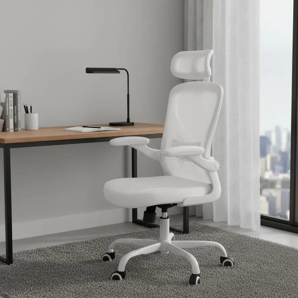White and Black Adjustable Height Swivel Rolling Office Chair - NOVA HOME FURNITURE
