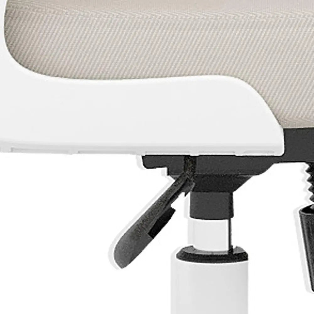 Beige White and Black Adjustable Height Swivel Rolling Office Chair - NOVA HOME FURNITURE