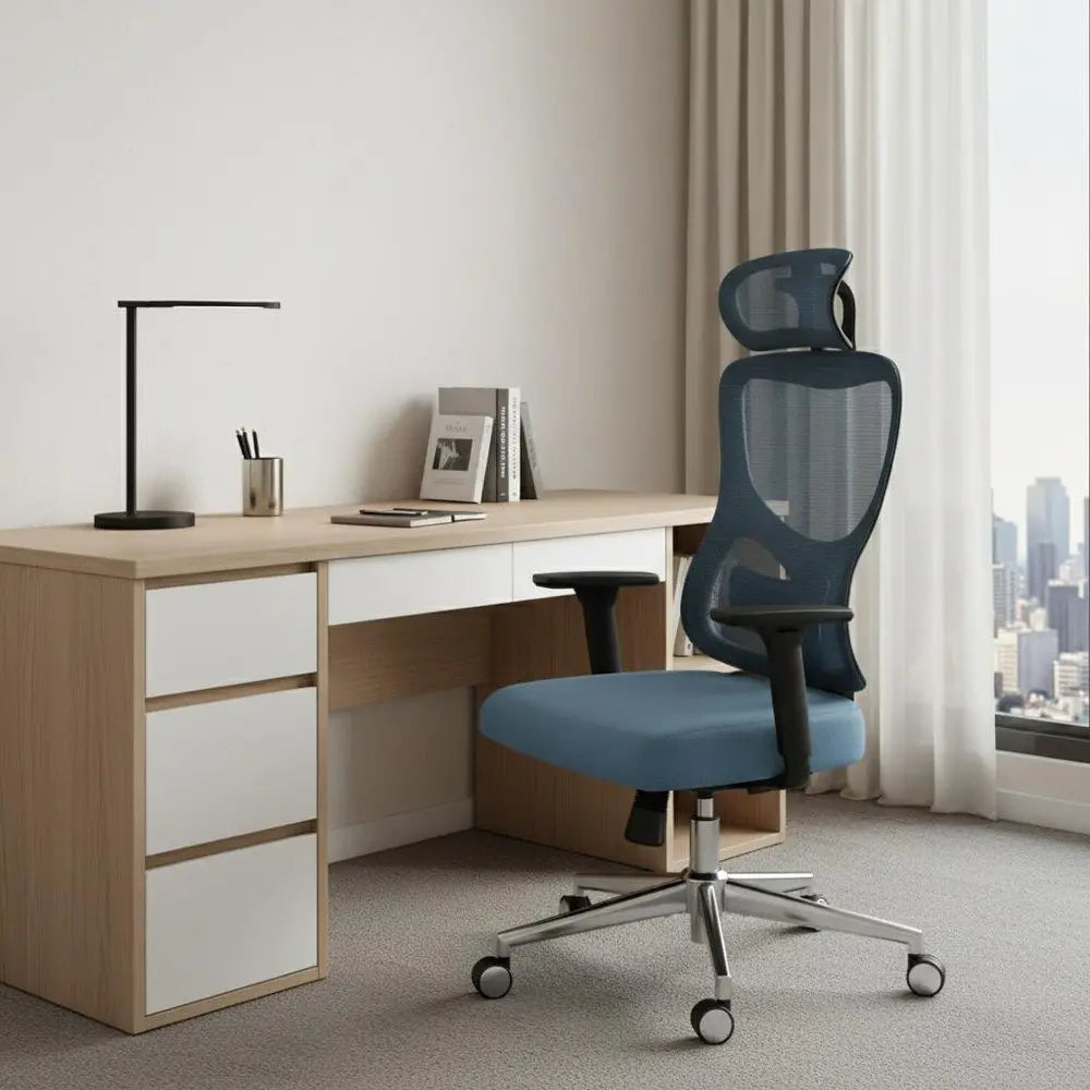 Black and Silver Adjustable Height Swivel Rolling Office Chair - NOVA HOME FURNITURE