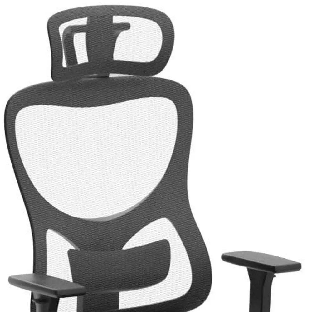 Black and Silver Adjustable Height Swivel Rolling Office Chair - NOVA HOME FURNITURE