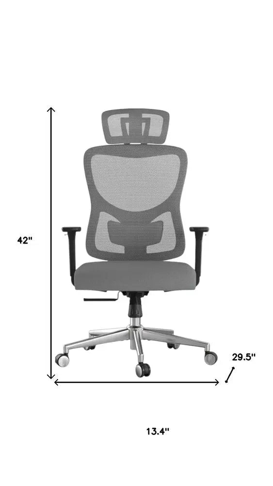 Black Gray and Silver Adjustable Height Swivel Rolling Office Chair - NOVA HOME FURNITURE