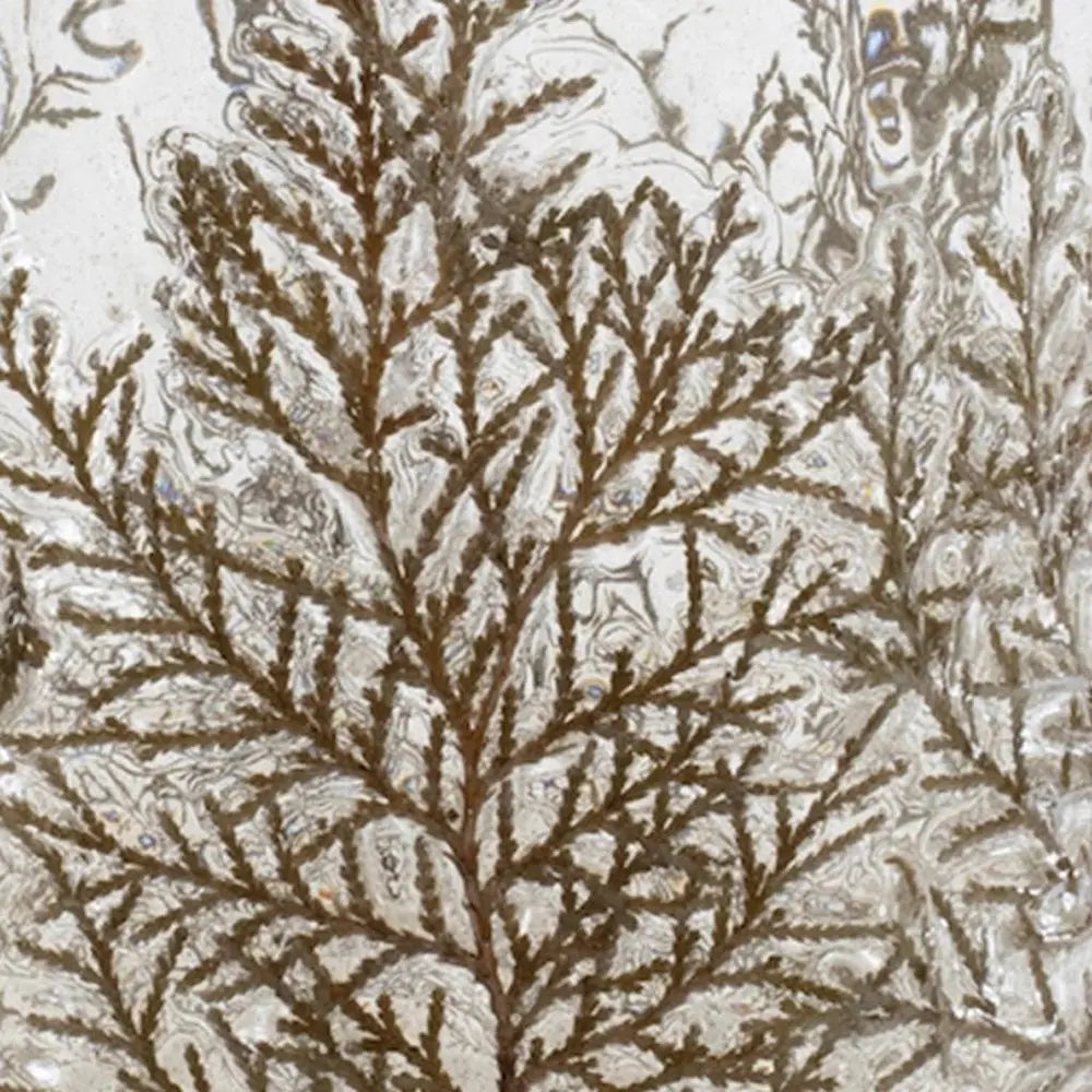 8" Brown And Clear Botanical Leaf Glass Tabletop Pillar Candle Holder HomeRoots