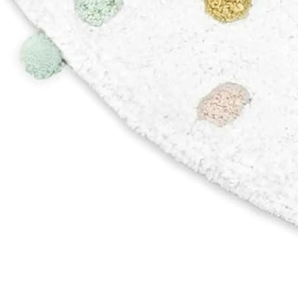 32" Green Purple And White Cotton Round Polka Dots Bath Rug HomeRoots