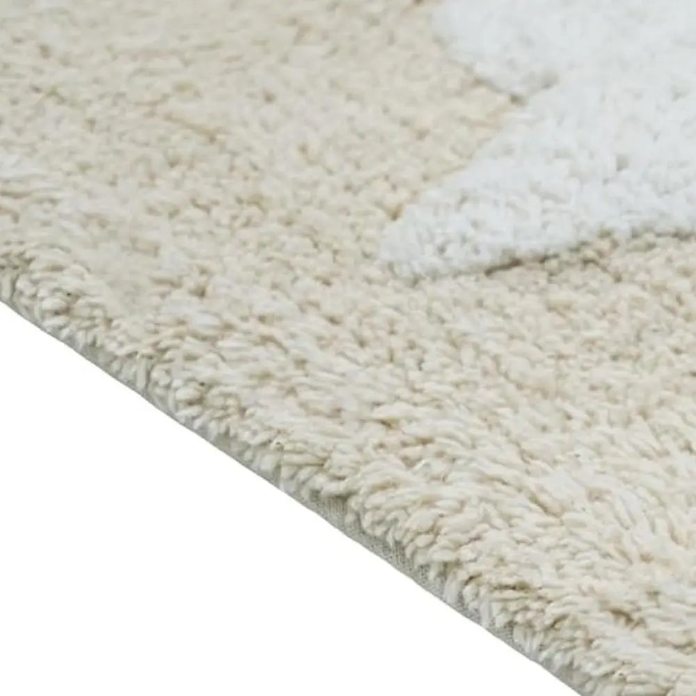 32" White And Beige Cotton Clouds and Stars Youthful Bath Rug HomeRoots