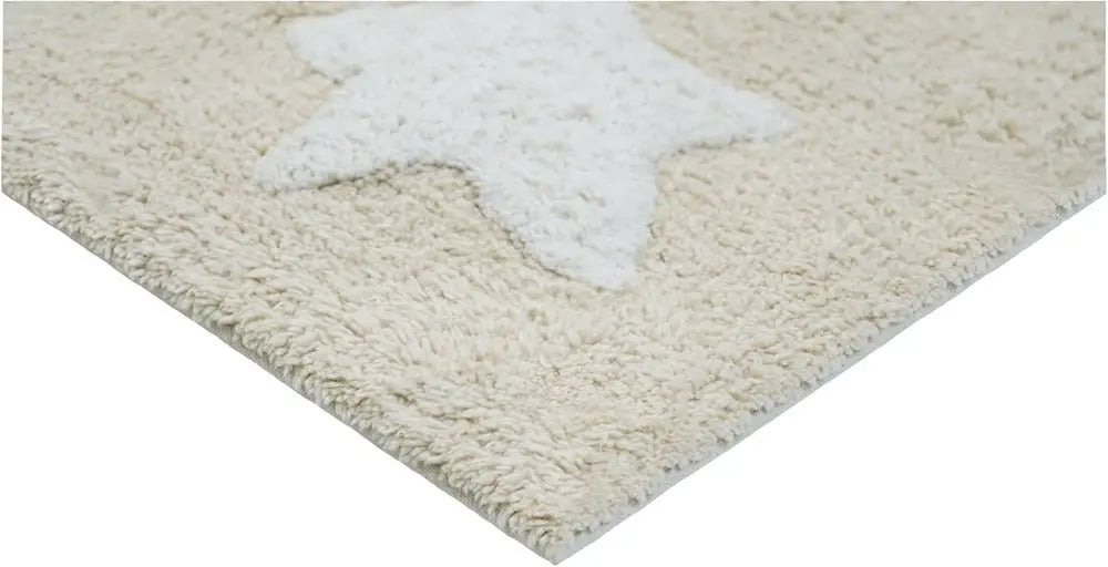 32" White And Beige Cotton Clouds and Stars Youthful Bath Rug HomeRoots