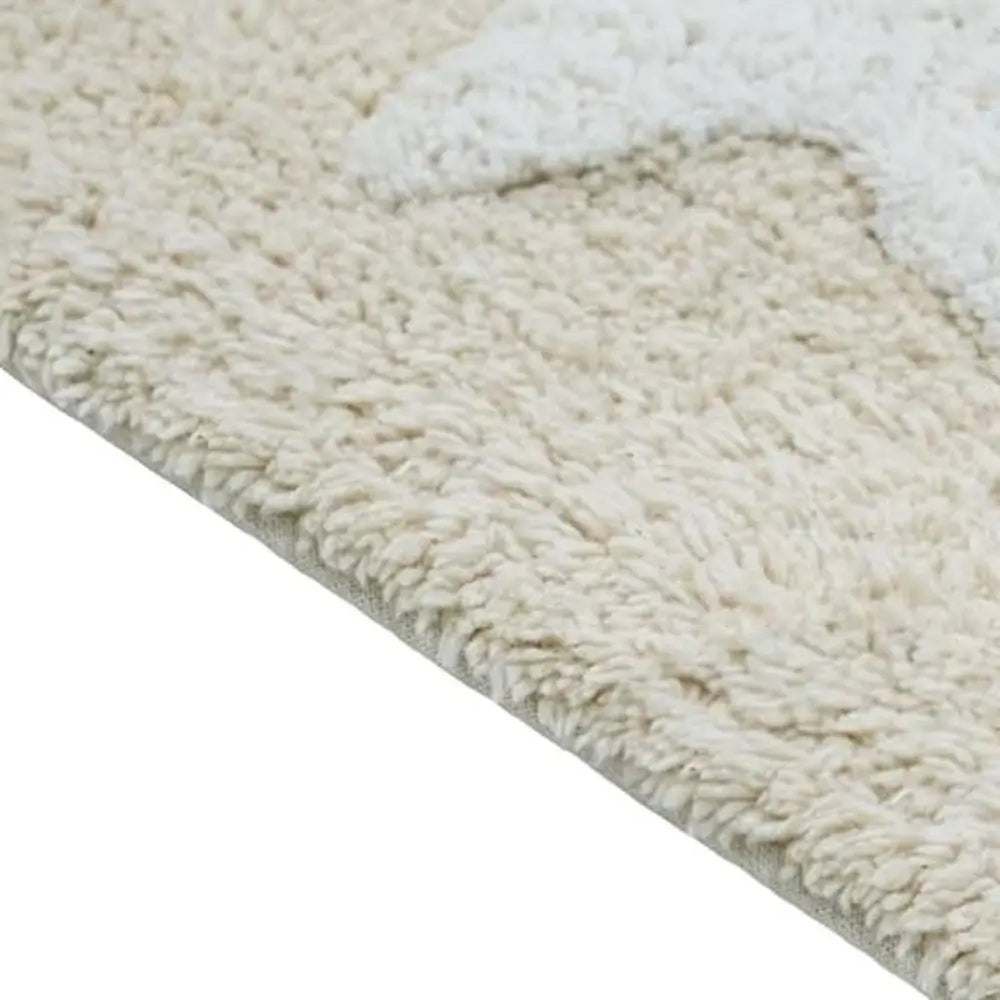 32" White And Beige Cotton Clouds and Stars Youthful Bath Rug HomeRoots
