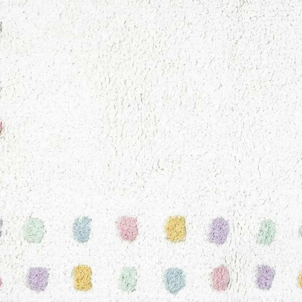 32" White Purple And Pink Cotton Polka Dots Bath Rug HomeRoots