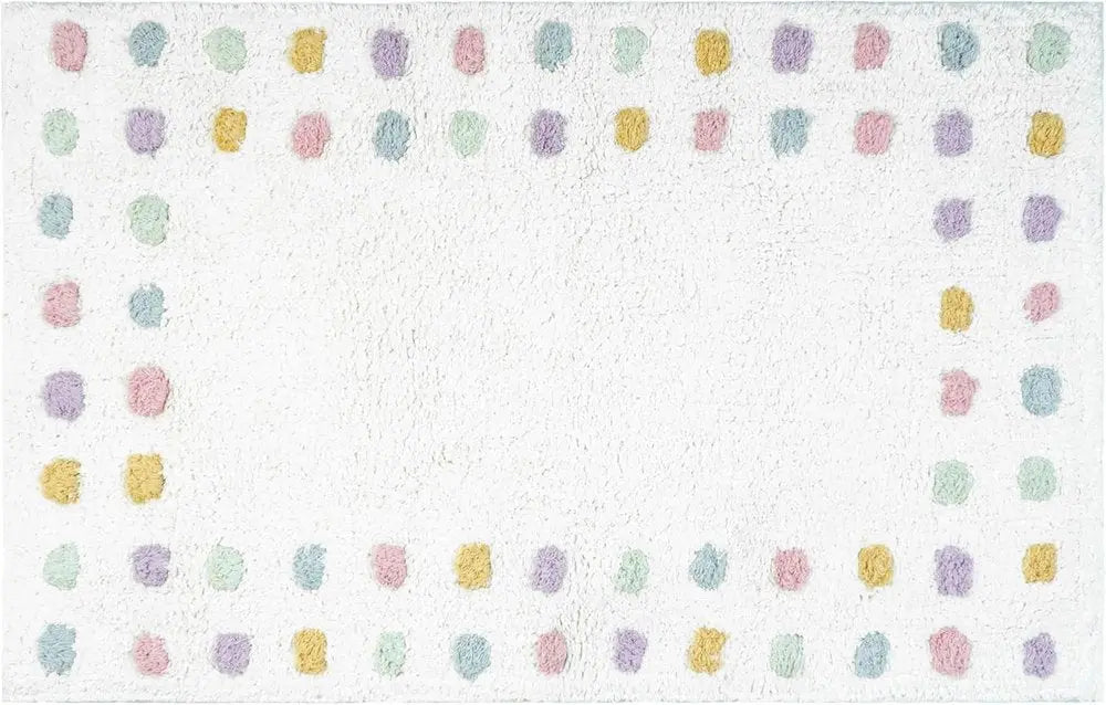 32" White Purple And Pink Cotton Polka Dots Bath Rug HomeRoots