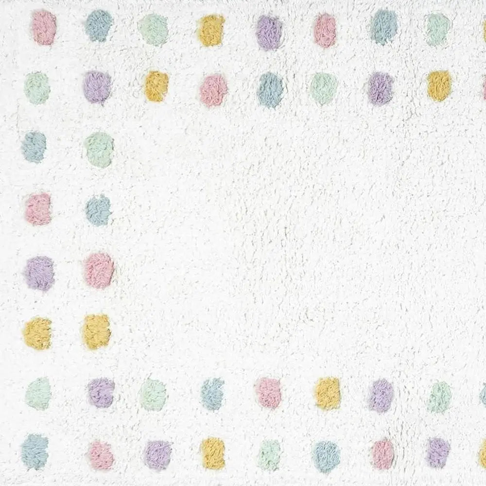 32" White Purple And Pink Cotton Polka Dots Bath Rug HomeRoots