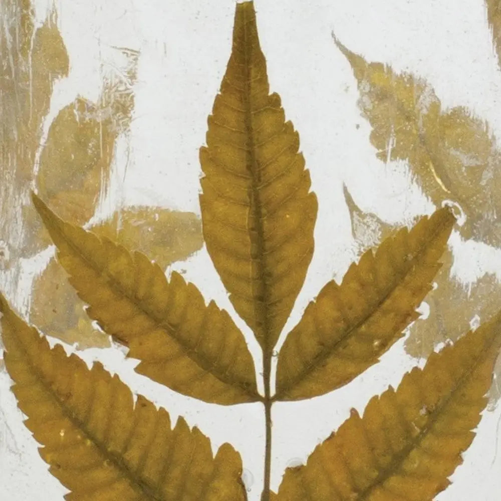 Set of Three Brown Distressed Botanical Leaf Glass Tabletop Hurricane Candle Holders HomeRoots