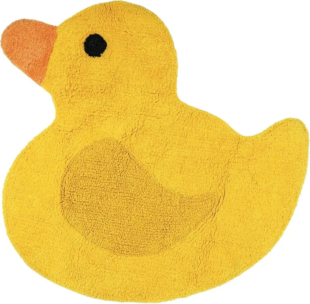 25" Yellow Cotton Rubber Duckie Youthful Bath Rug HomeRoots