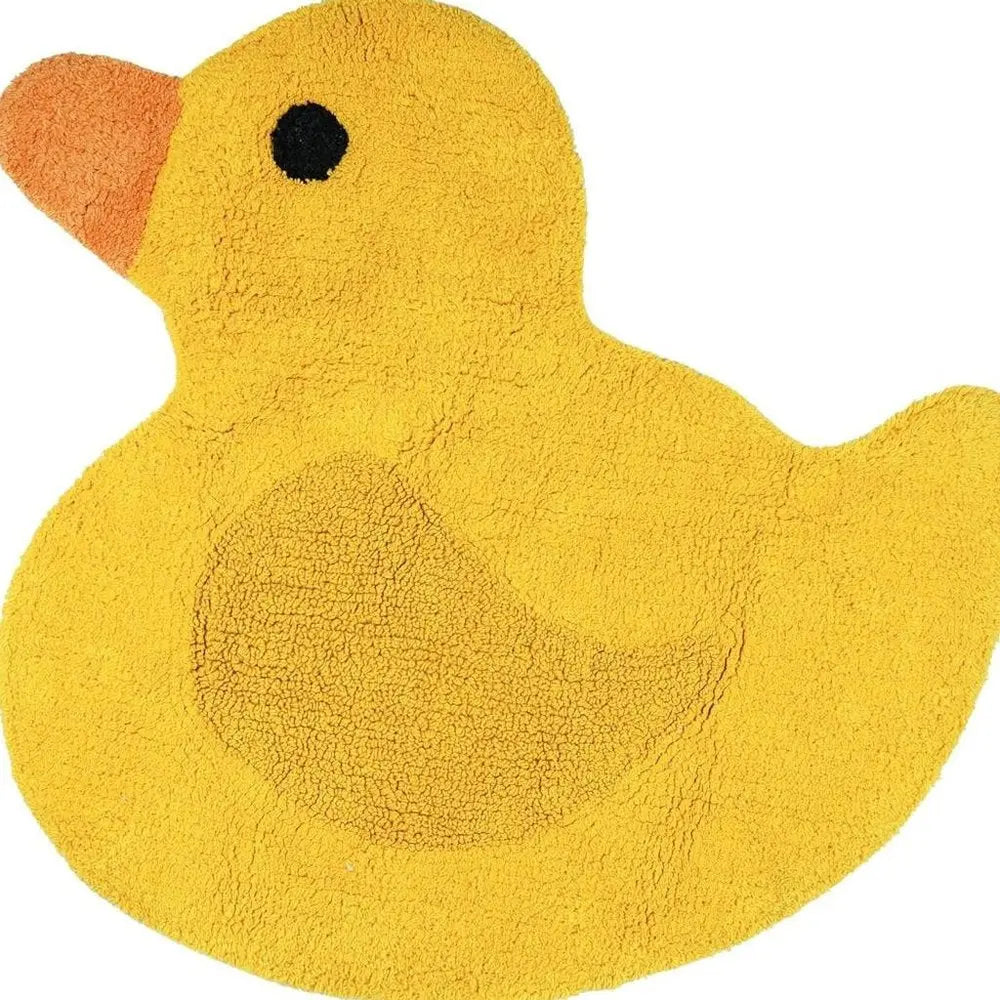 25" Yellow Cotton Rubber Duckie Youthful Bath Rug HomeRoots