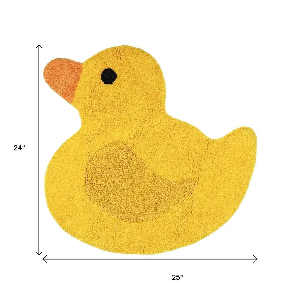 25" Yellow Cotton Rubber Duckie Youthful Bath Rug HomeRoots