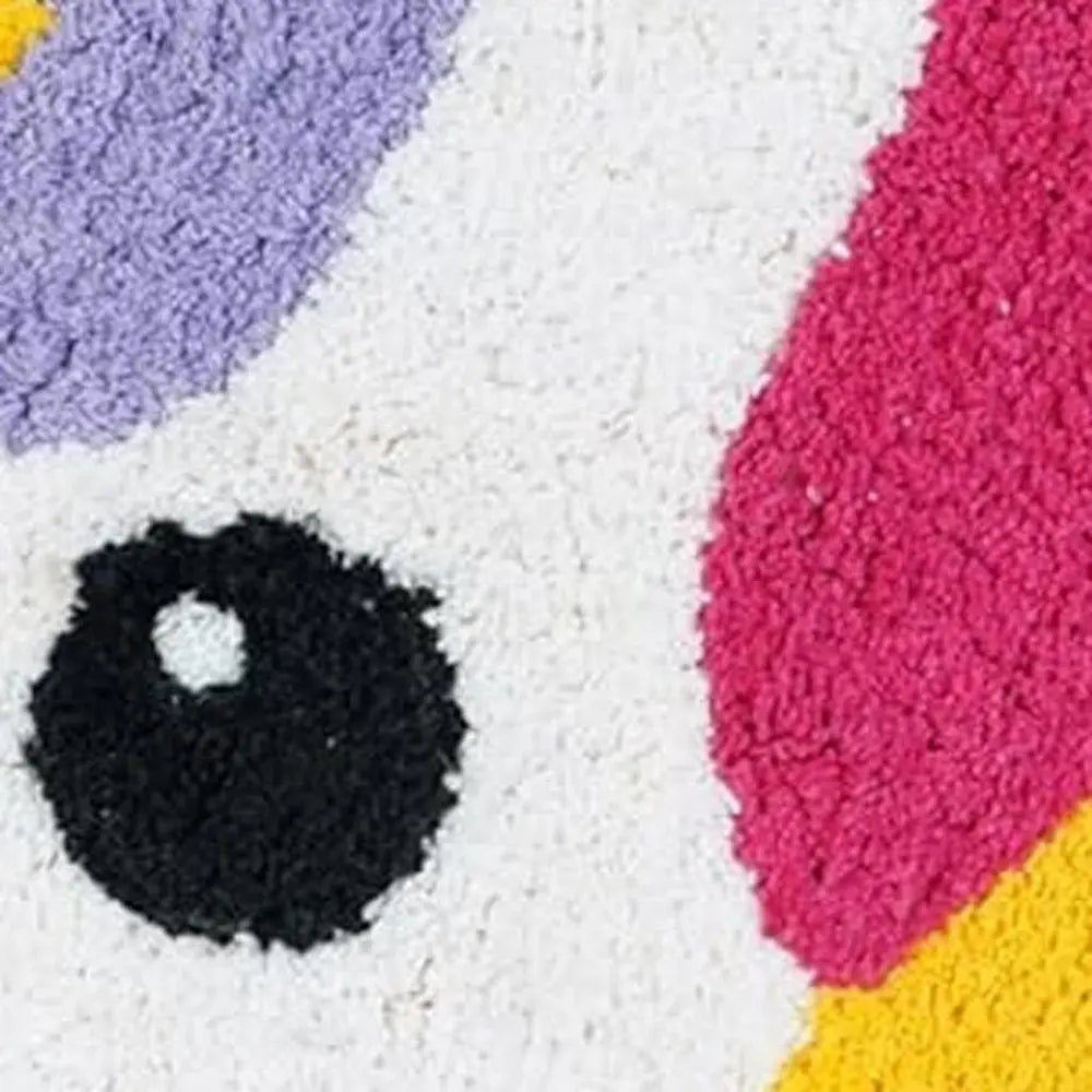 32" Pink And Yellow Cotton Unicorns Youthful Bath Rug HomeRoots