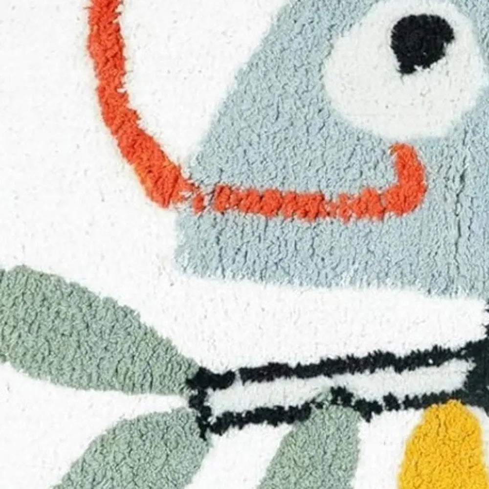 32" White And Yellow Cotton Chameleon Youthful Bath Rug HomeRoots