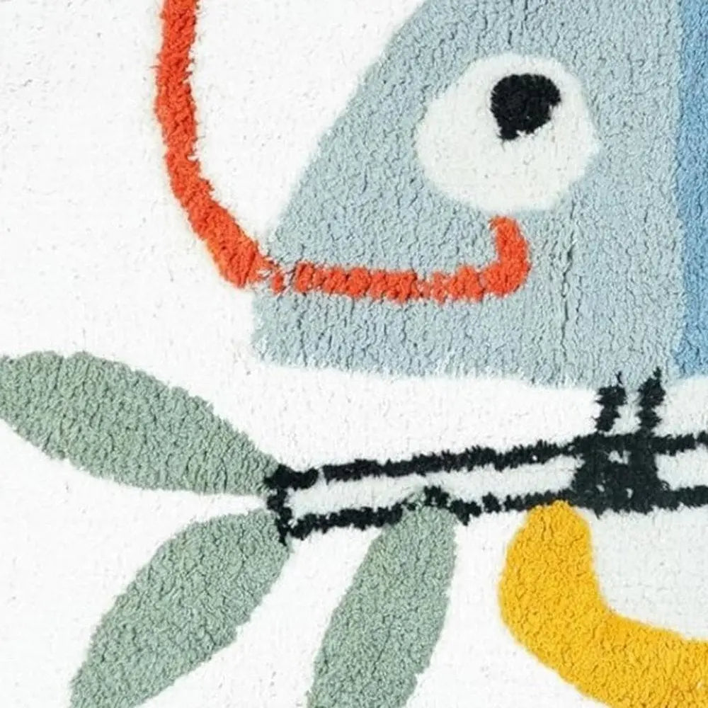 32" White And Yellow Cotton Chameleon Youthful Bath Rug HomeRoots