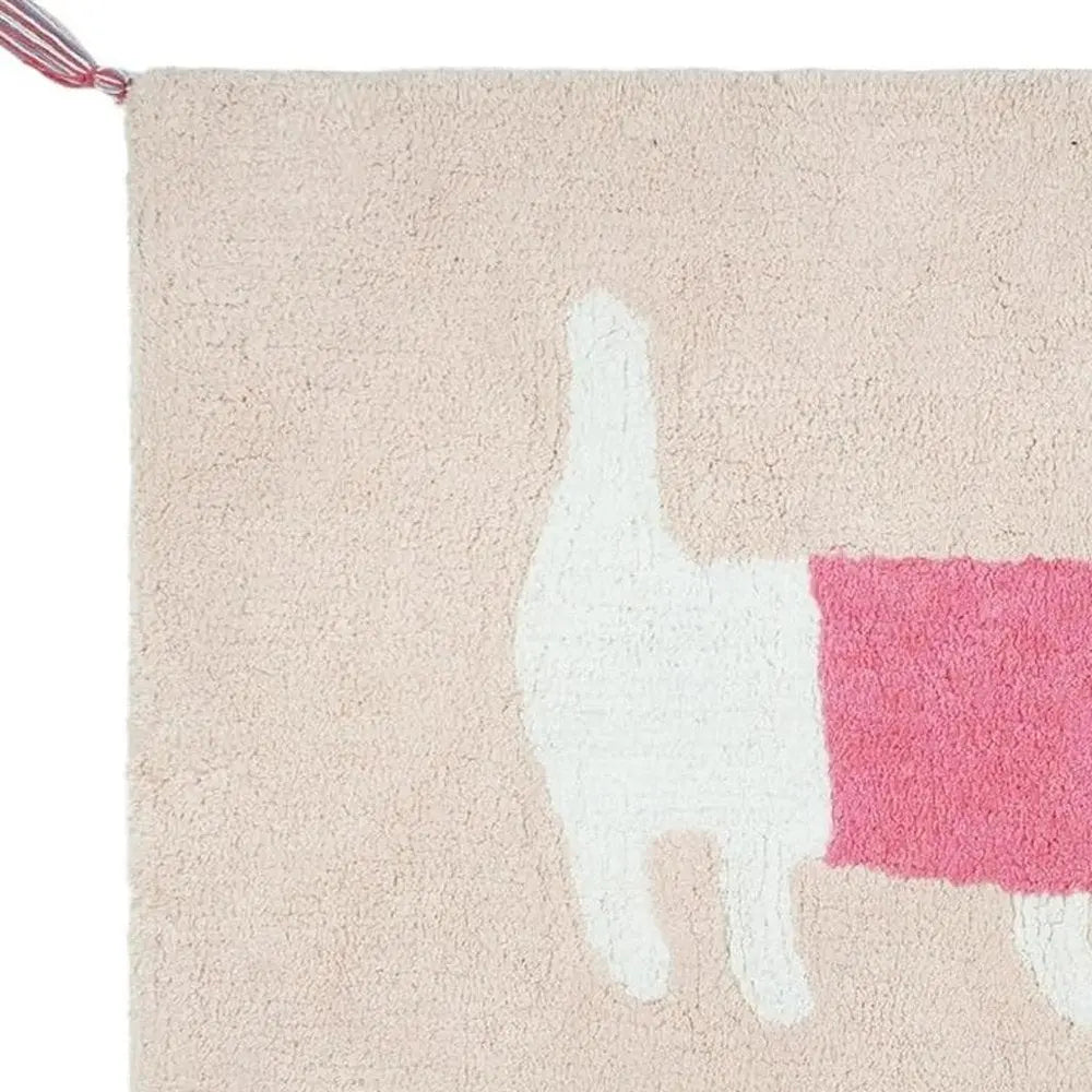 32" Pink And Purple Cotton Dog Youthful Bath Rug HomeRoots