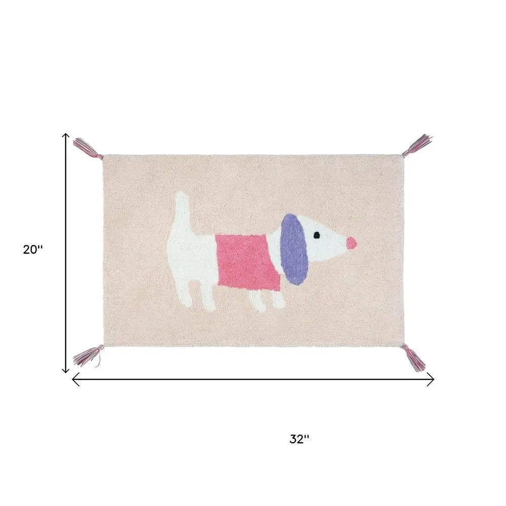 32" Pink And Purple Cotton Dog Youthful Bath Rug HomeRoots