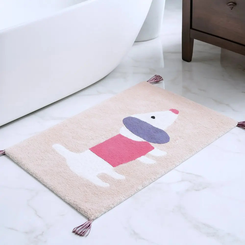 32" Pink And Purple Cotton Dog Youthful Bath Rug HomeRoots