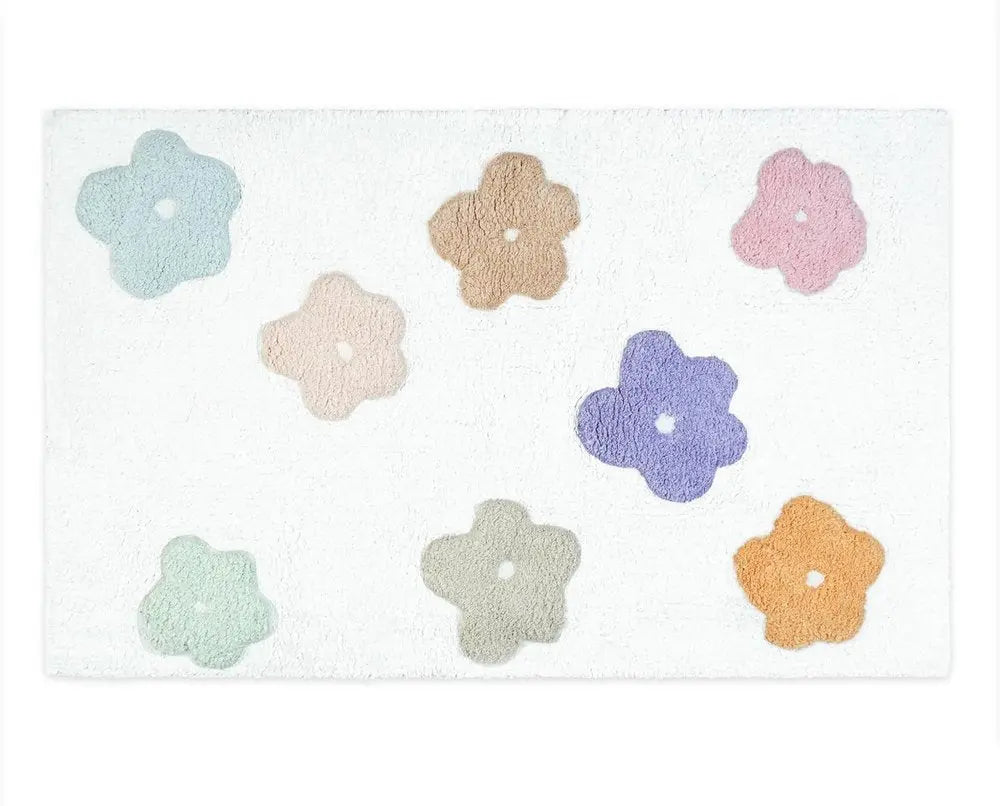 32" Pink And White Cotton Flowers Floral Floral Bath Rug HomeRoots