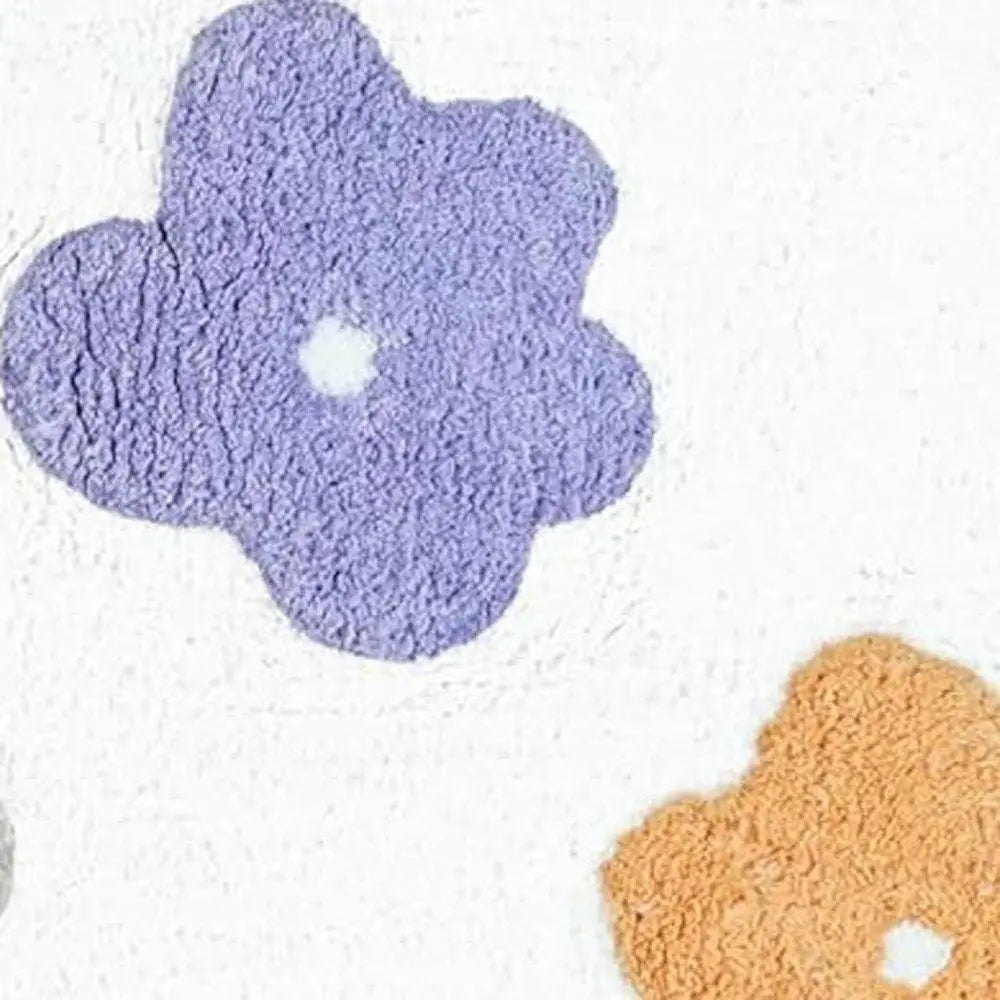 32" Pink And White Cotton Flowers Floral Floral Bath Rug HomeRoots