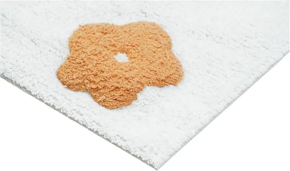 32" Pink And White Cotton Flowers Floral Floral Bath Rug HomeRoots