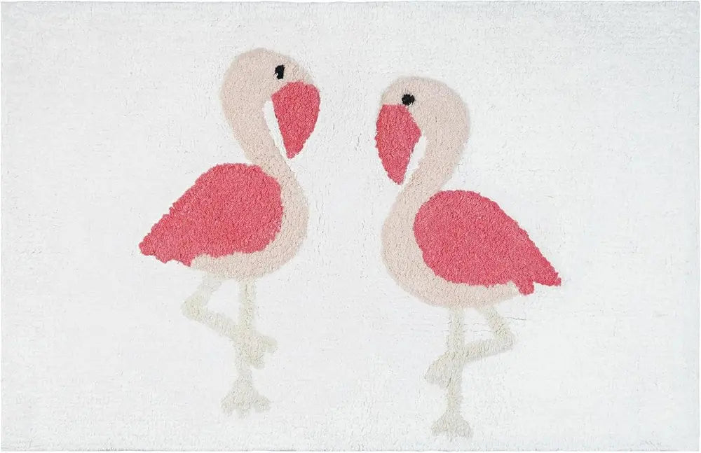 32" Pink And White Cotton Flamingo Bath Rug HomeRoots