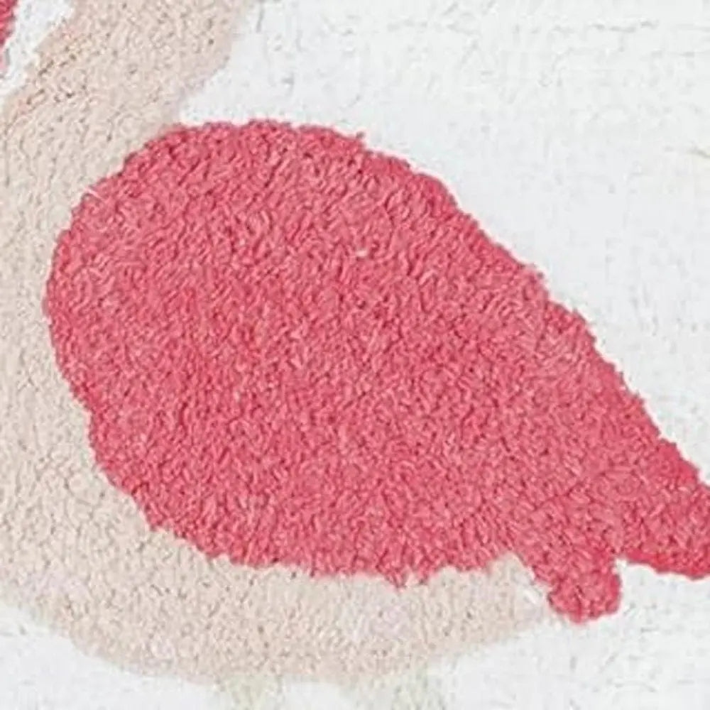 32" Pink And White Cotton Flamingo Bath Rug HomeRoots