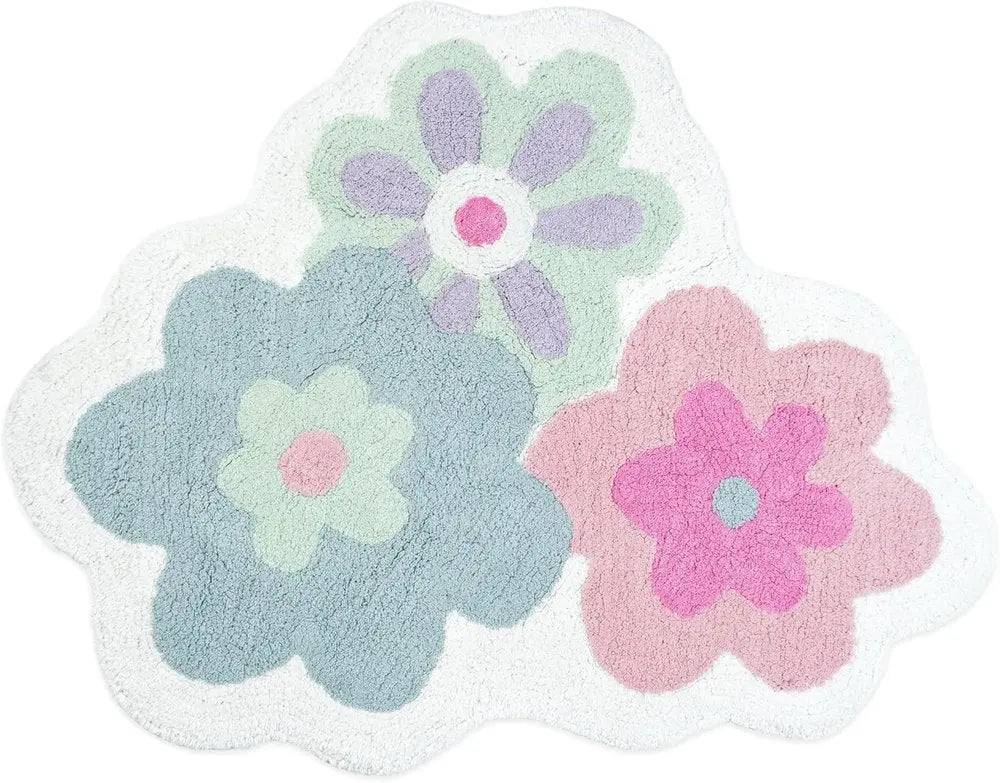 32" Pink And White Cotton Flowers Floral Bath Rug HomeRoots