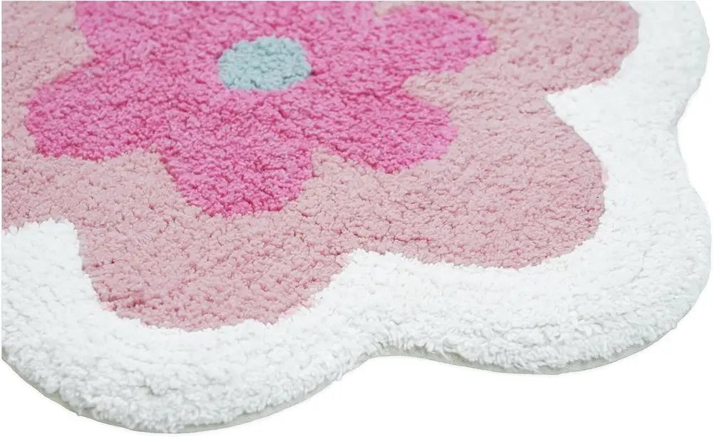 32" Pink And White Cotton Flowers Floral Bath Rug HomeRoots