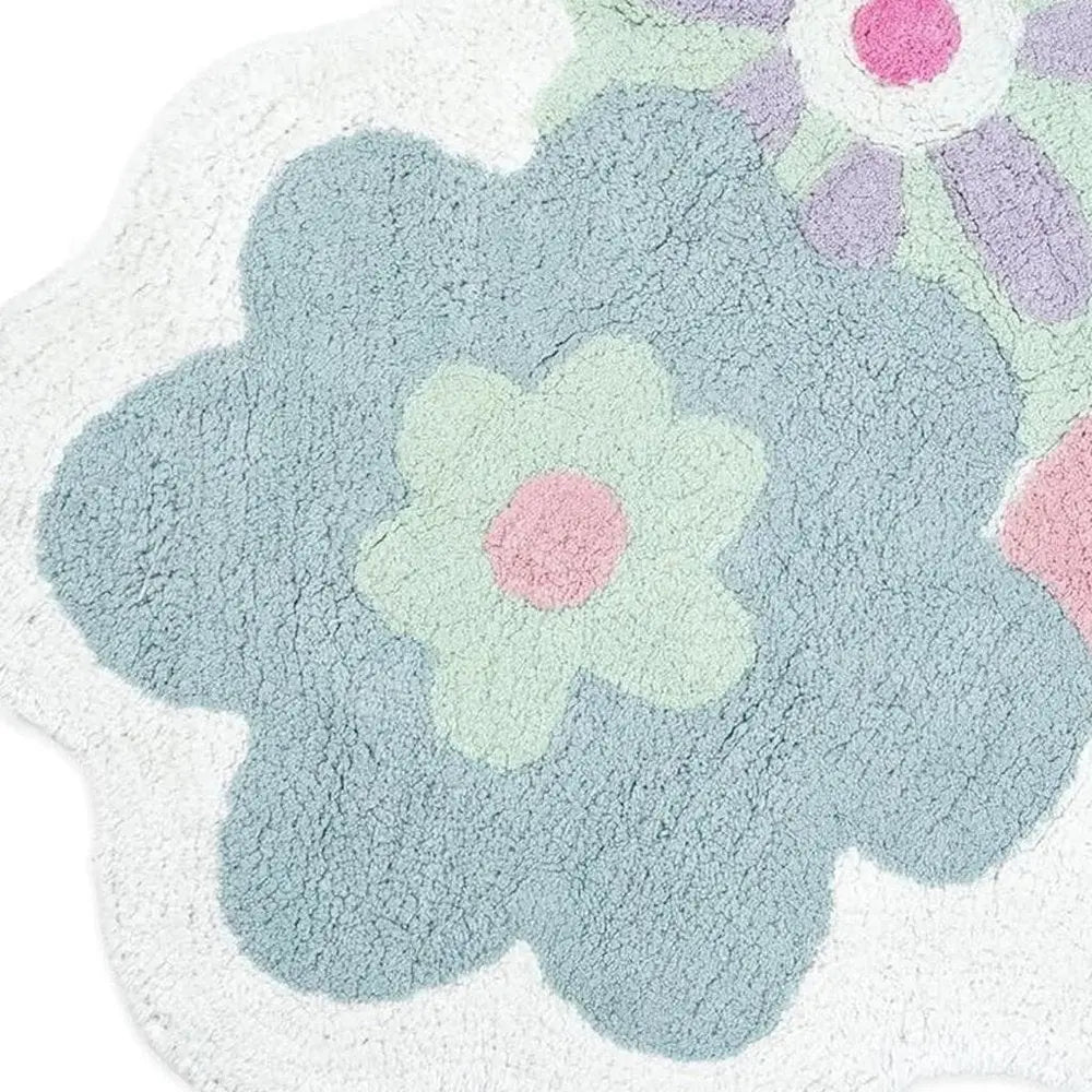 32" Pink And White Cotton Flowers Floral Bath Rug HomeRoots